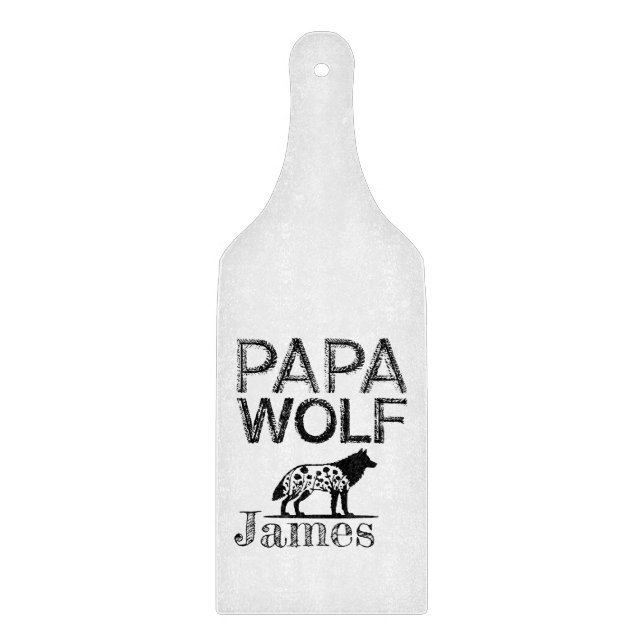 Tabla De Cortar Silhouette de la naturaleza del Papa Wolf personal (Anverso)