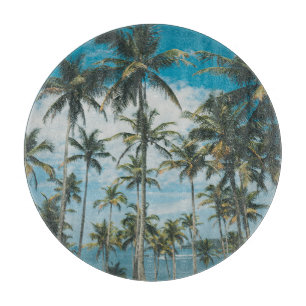 Tabla De Cortar Silhouette Retro Palm Ocean