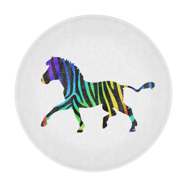 Tabla De Cortar Silhouette Zebra Black and Rainbow (Anverso)