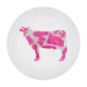 Tabla De Cortar Silueta blanca y rosa caliente de vaca