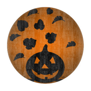 Tabla De Cortar Silueta de calabaza y hojas