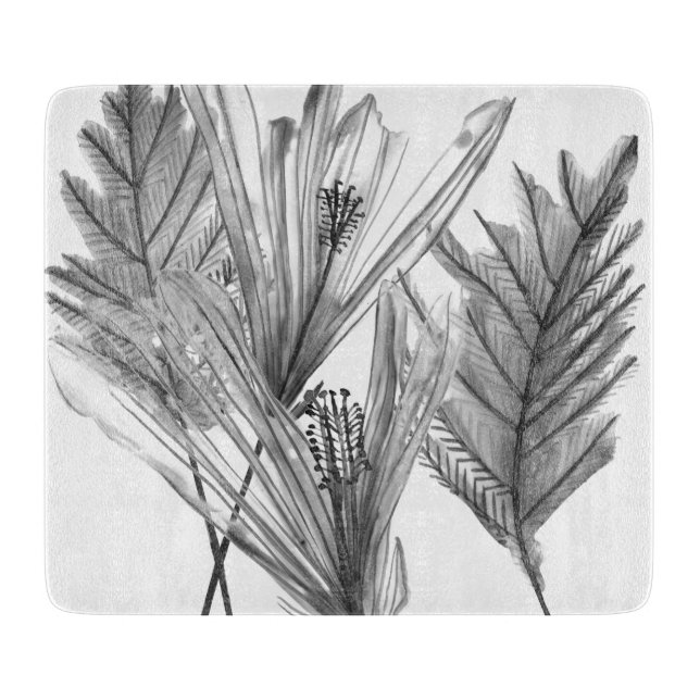 Tabla De Cortar Silueta floral - gris (Anverso)