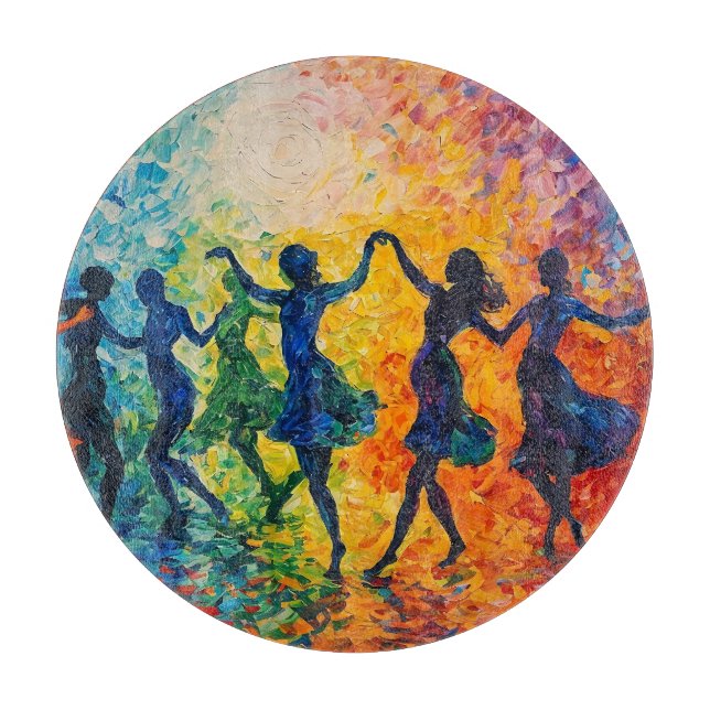 Tabla De Cortar Siluetas coloridas bailando (Anverso)