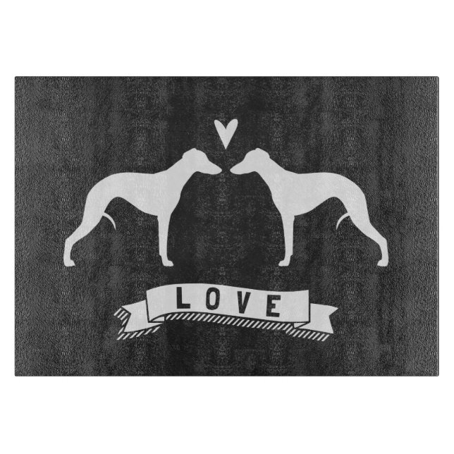 Tabla De Cortar Siluetas de Whippet Amor (Anverso)