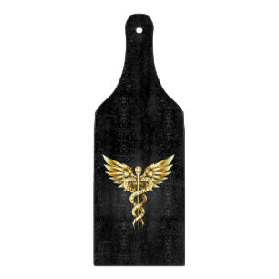 Tabla De Cortar Símbolo Caduceo Poligonal Dorado