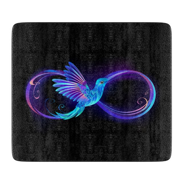 Tabla De Cortar Símbolo de infinito neón con colibrí brillante (Anverso)