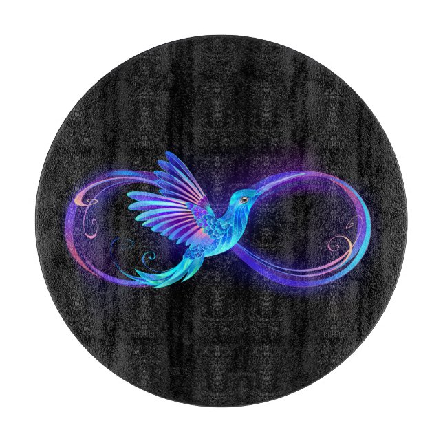 Tabla De Cortar Símbolo de infinito neón con colibrí brillante (Anverso)