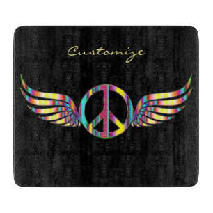 Tabla De Cortar Símbolo de paz con alas del Hippie Thunder_Cove