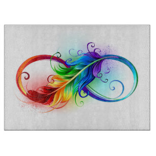Tabla De Cortar Símbolo infinito con plumas arcoiris