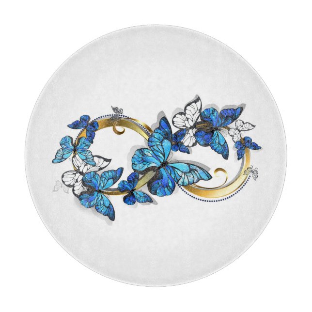 Tabla De Cortar Símbolo infinito de mariposas Morpho azules (Anverso)