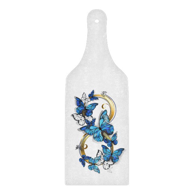 Tabla De Cortar Símbolo infinito de mariposas Morpho azules (Anverso)