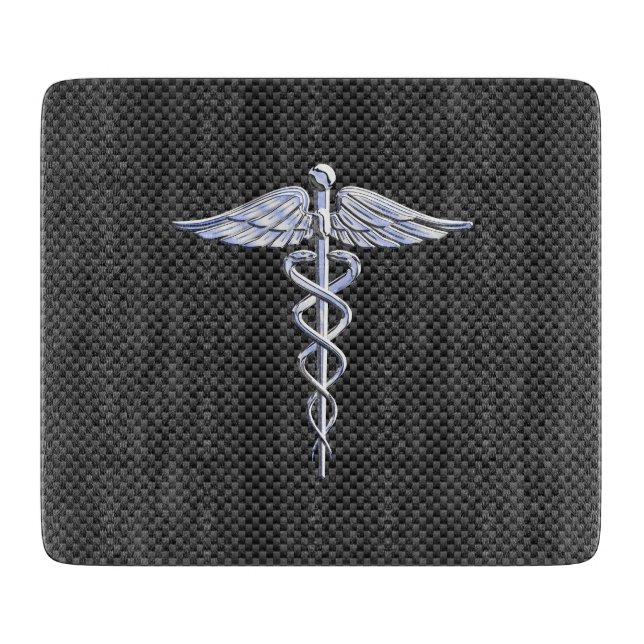 Tabla De Cortar Símbolo médico Caducto plateado estilo fibra de ca (Anverso)