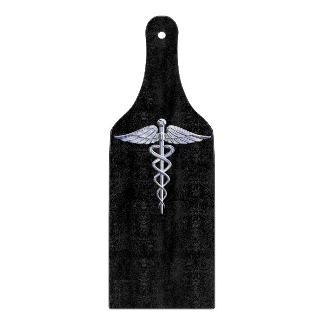 Tabla De Cortar Símbolo médico cromado como Caduceus (Anverso)