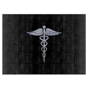 Tabla De Cortar Símbolo médico cromado como Caduceus