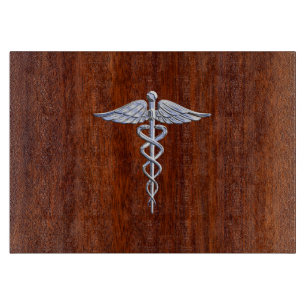 Tabla De Cortar Símbolo médico del Caduceo plateado Decoración de