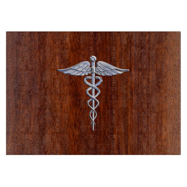 Tabla De Cortar Símbolo médico del Caduceo plateado Decoración de  (Anverso)
