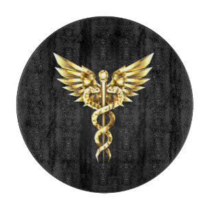 Tabla De Cortar Símbolo poligonal dorado Caduceo