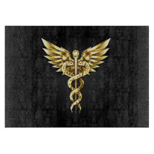 Tabla De Cortar Símbolo poligonal dorado Caduceo