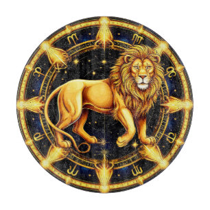 Tabla De Cortar Símbolo zodiacal de Leo sobre fondo celestial estr