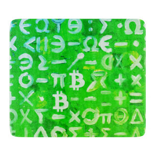 Tabla De Cortar Símbolos de Bitcoin (Beneficio Brillante Verde - 3
