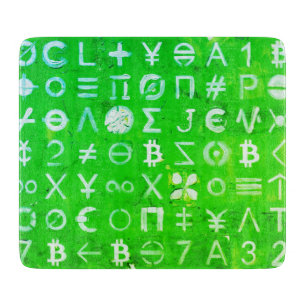 Tabla De Cortar Símbolos de Bitcoin (Beneficio Brillante Verde - 4