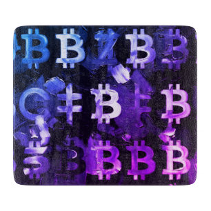 Tabla De Cortar Símbolos de Bitcoin (Estilo: Miami Púrpura - 2)