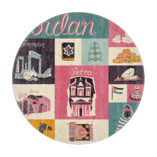 Tabla De Cortar Símbolos retro de la cultura jordana ilustrados