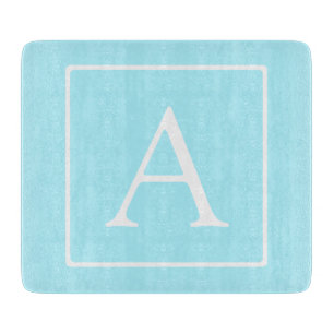 Tabla De Cortar Simple Monograma Azul Cielo