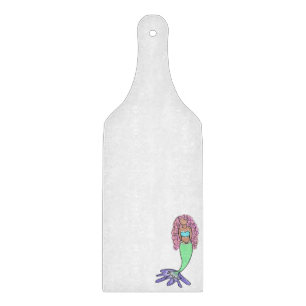Tabla De Cortar sirena arcoíris rosa azul morado verde negro rizad