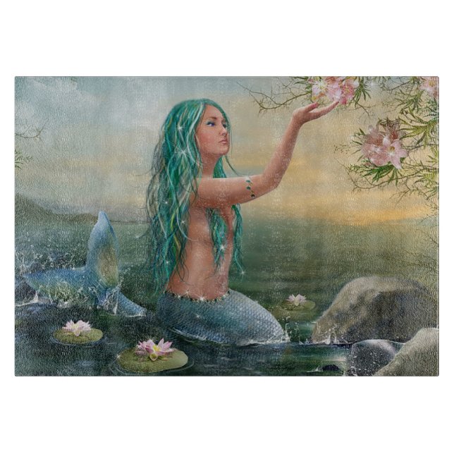 Tabla De Cortar sirena cabelluda verde (Anverso)