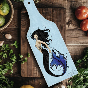 Tabla De Cortar Sirena de Fantasía Elegante Sirena Azul Tribal