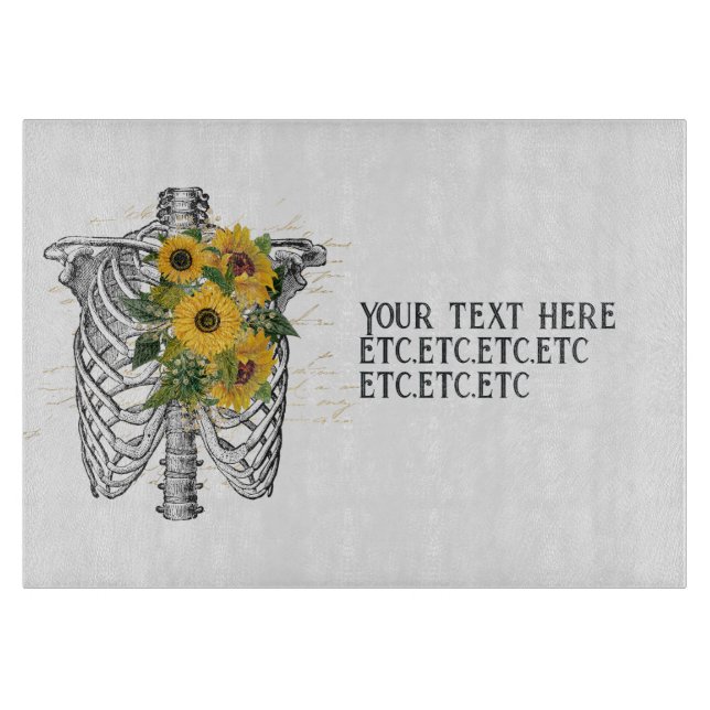 Tabla De Cortar Skeleton gótico de girasol (Anverso)