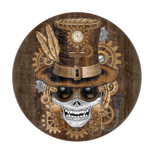 Tabla De Cortar Skull Steampunk Voodoo Retro Machine (Anverso)