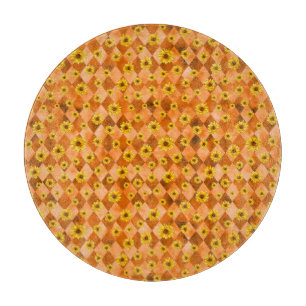Tabla De Cortar Skulls naranjas y diseño de la serie de girasoles 