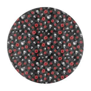 Tabla De Cortar Skulls rojos y diseño de la serie de girasoles 7