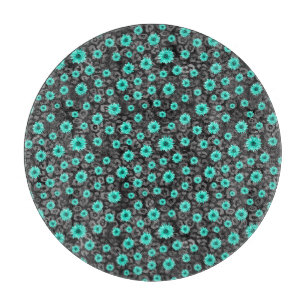 Tabla De Cortar Skulls turquesa y diseño de la serie de girasoles