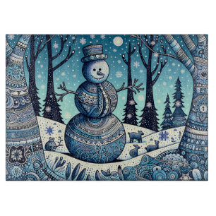 Tabla De Cortar Snowman Gond Panting