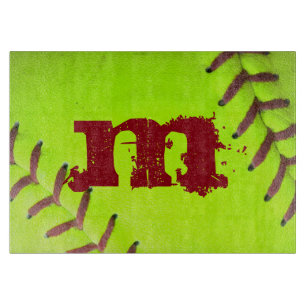 Tabla De Cortar Softball Yellow Fast Monograma Tablero de corte de