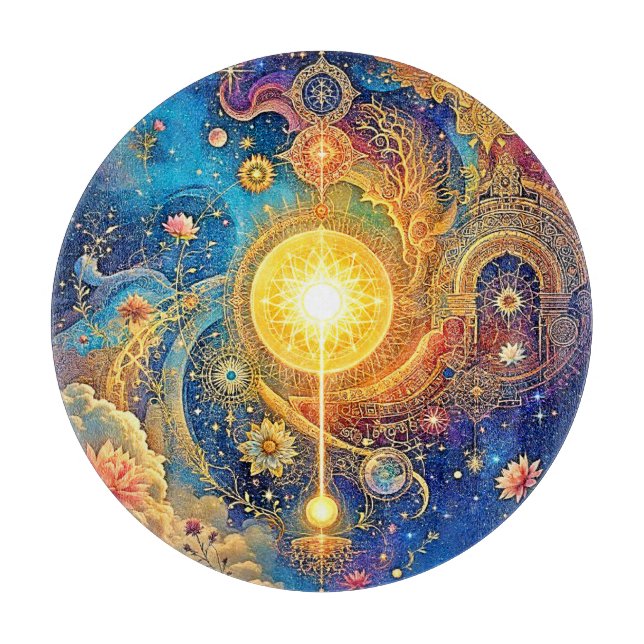 Tabla De Cortar Sol cósmico Mandala Art (Anverso)