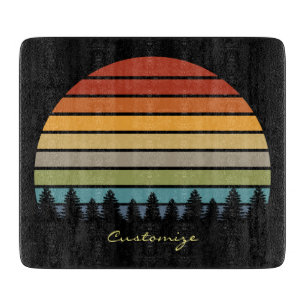 Tabla De Cortar Sol rayado multicolor con los árboles Thunder_Cov