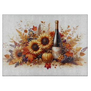 Tabla De Cortar Sombras, uvas, calabazas y vino
