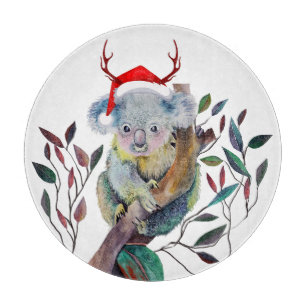 Tabla De Cortar Sombrero de Santa Koala de Navidad Australiana Roj