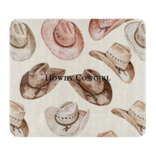 Tabla De Cortar Sombreros de vaquera de crema rosa