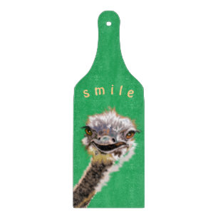 Tabla De Cortar Sonrisa divertida en la placa de corte de avestruz