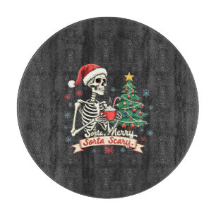 Tabla De Cortar Sorta Merry Sorta Scary Spooky Skeleton Xmas