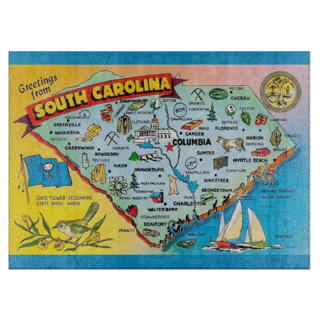 Tabla De Cortar South Carolina Postcard  (Anverso)