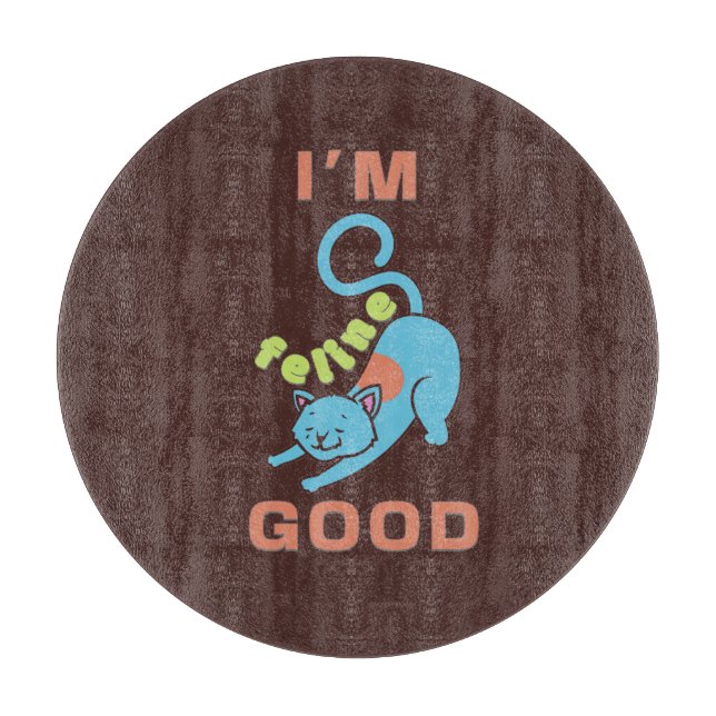 Tabla De Cortar Soy felino buen gato marrón azul (Anverso)