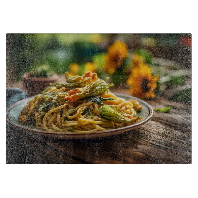 Tabla De Cortar Spaghetti con flores de zucchini (Anverso)