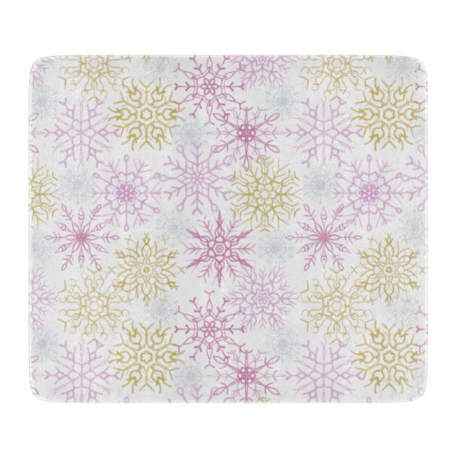 Tabla De Cortar Sparkling Pink Snowflakes (Anverso)