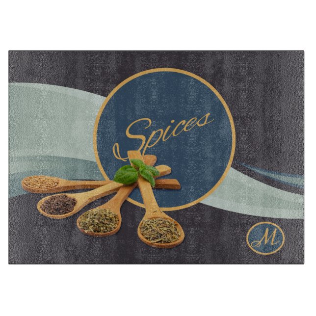Tabla De Cortar Spices Cuchara de incandescencia de madera con mon (Anverso)